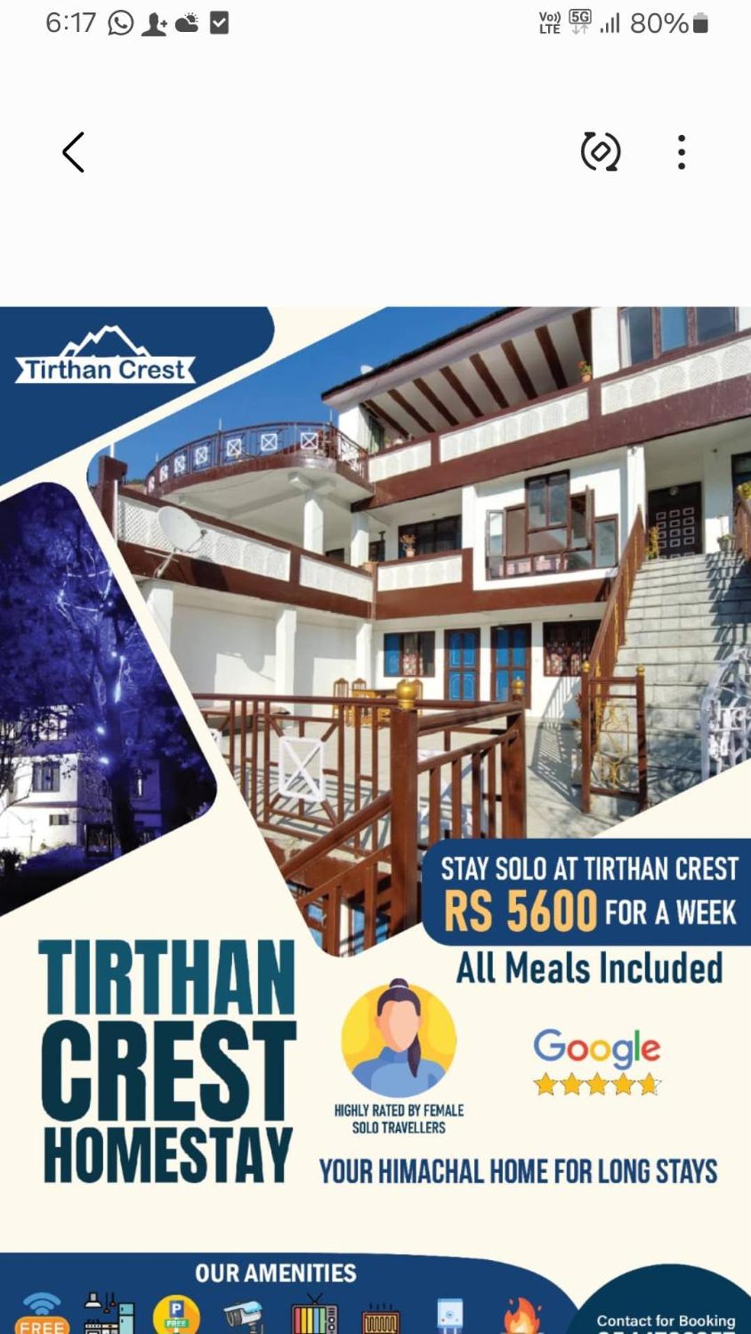 Tirthan Crest Homestay Banjār Eksteriør bilde